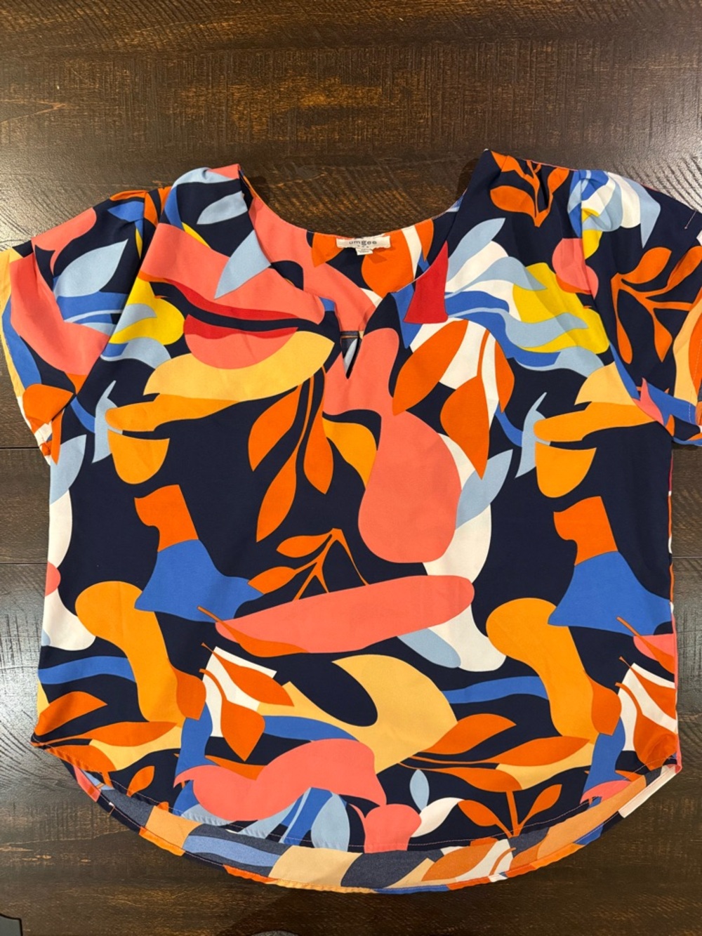 Umgee Abstract Print Blouse M Colorful Boho Top - Picture 4 of 11